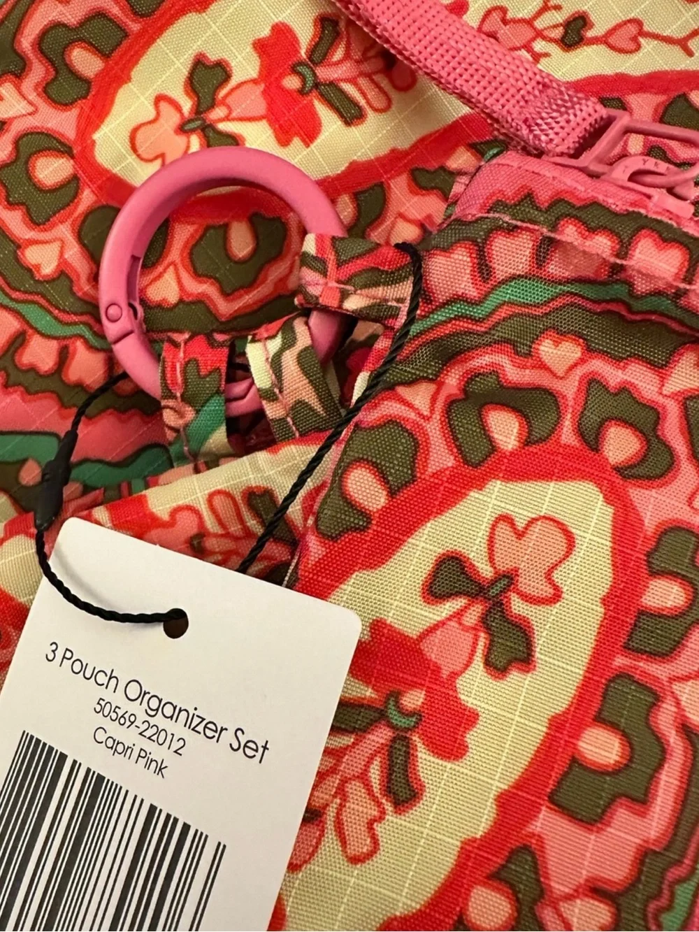 Vera Bradley Capri Pink Ripstop 3 Piece Organizer Set NWT